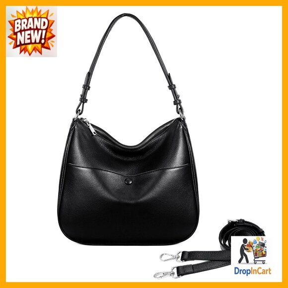 Genuine Leather Shoulder Bag Convertible Hobo Handbag Chic Elegant Versatile